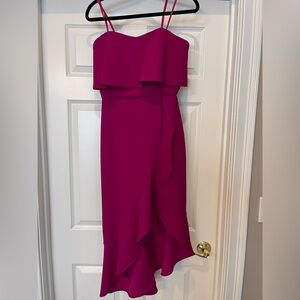 Xscape Pink Asymmetrical Ruffled Cocktail Dress